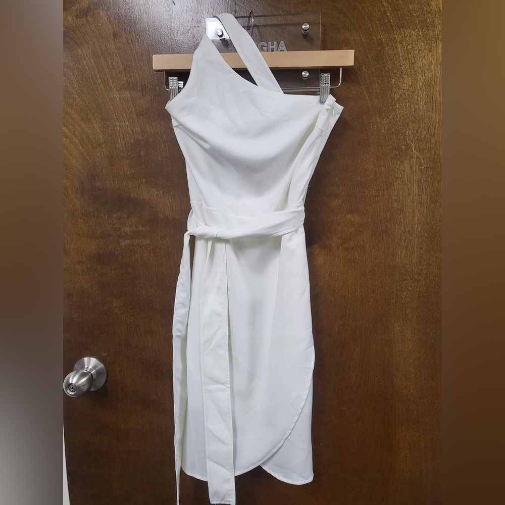 One Shoulder White/Off White Mini Dress XS